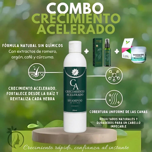 🌟COMBO X3🌟 – SHAMPOO CRECIMIENTO ACELERADO + ELIXIR CAPILAR OUHOE+ MINOXIDIL EN CREMA DE REGALO